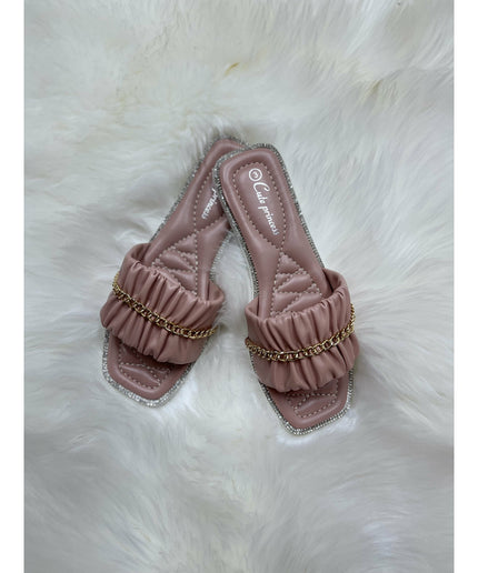 Fashion Mid-Heel Wrinkled Ladies Sandals