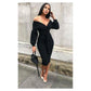 Deep V-Neck Cold Shoulder Bodycon Dress