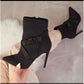 Pointed Toe Buckle Stiletto Heel Ankle Boots