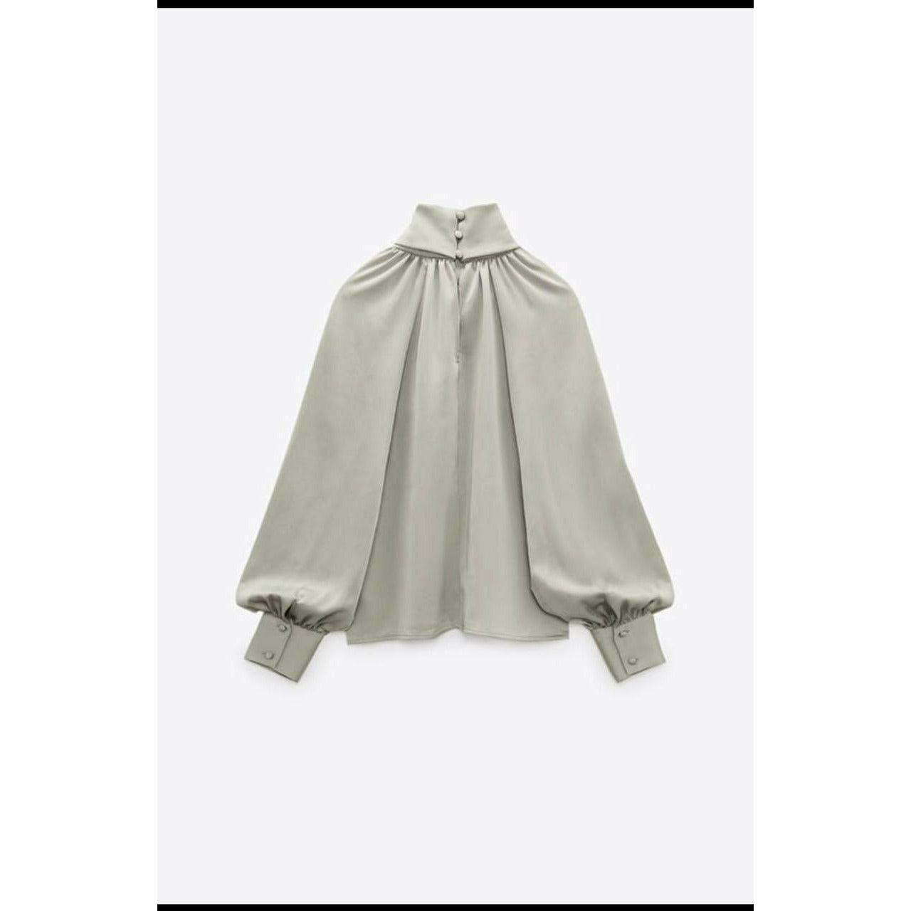 Long Sleeve Satin Blouse