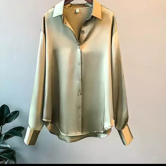 Silk Long-sleeve Vintage  Shirt Blouse