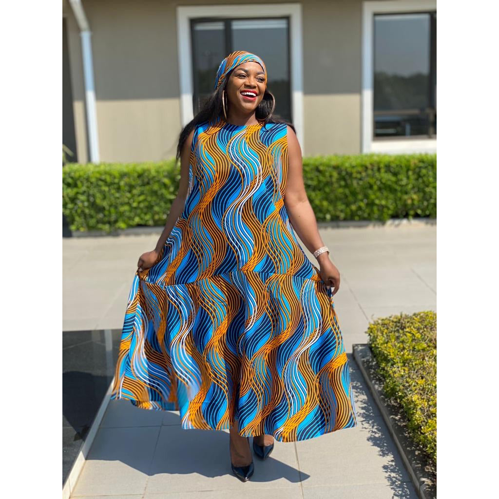 Sleeveless Bubble Ankara Dress