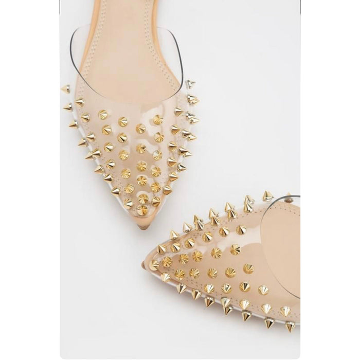 Pointed Toe Studded Mules