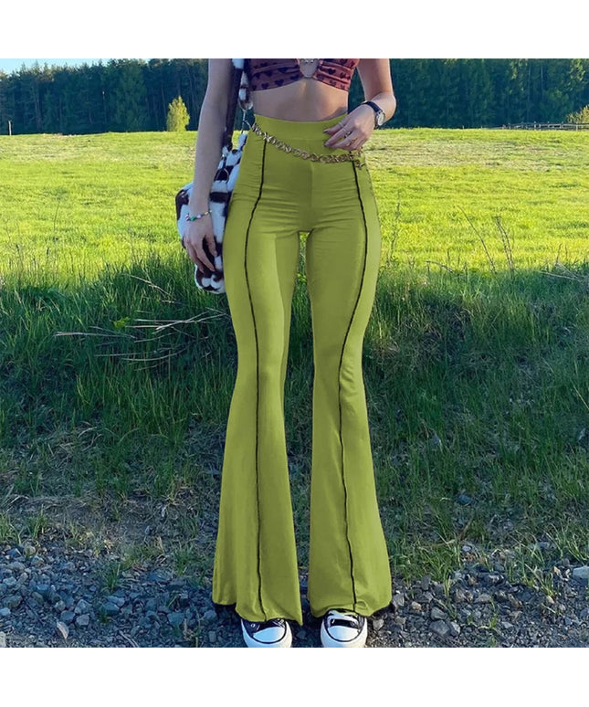 Vintage High Waist Flared Casual Pants