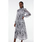 Hit Color Print Loose Strap Pleated Mid Dress