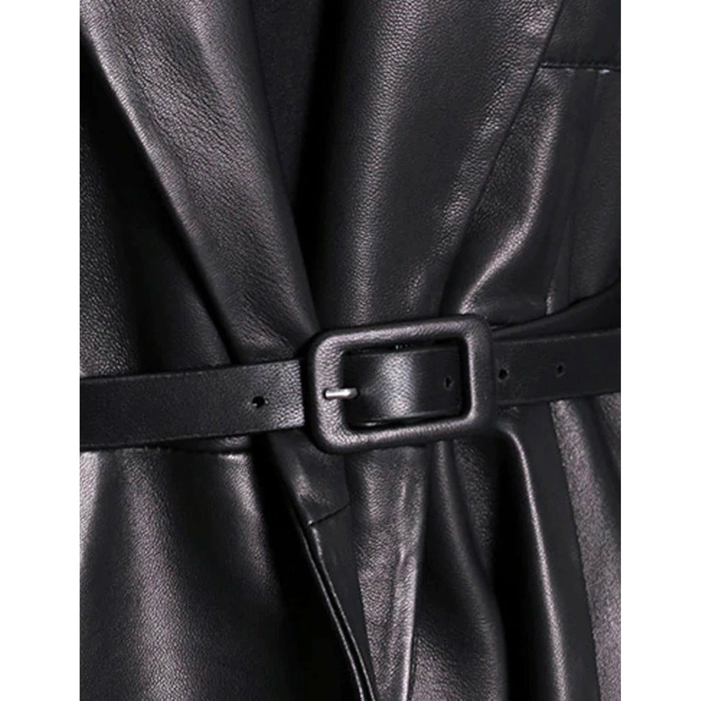 Maxi Pu Leather Tranche Coat