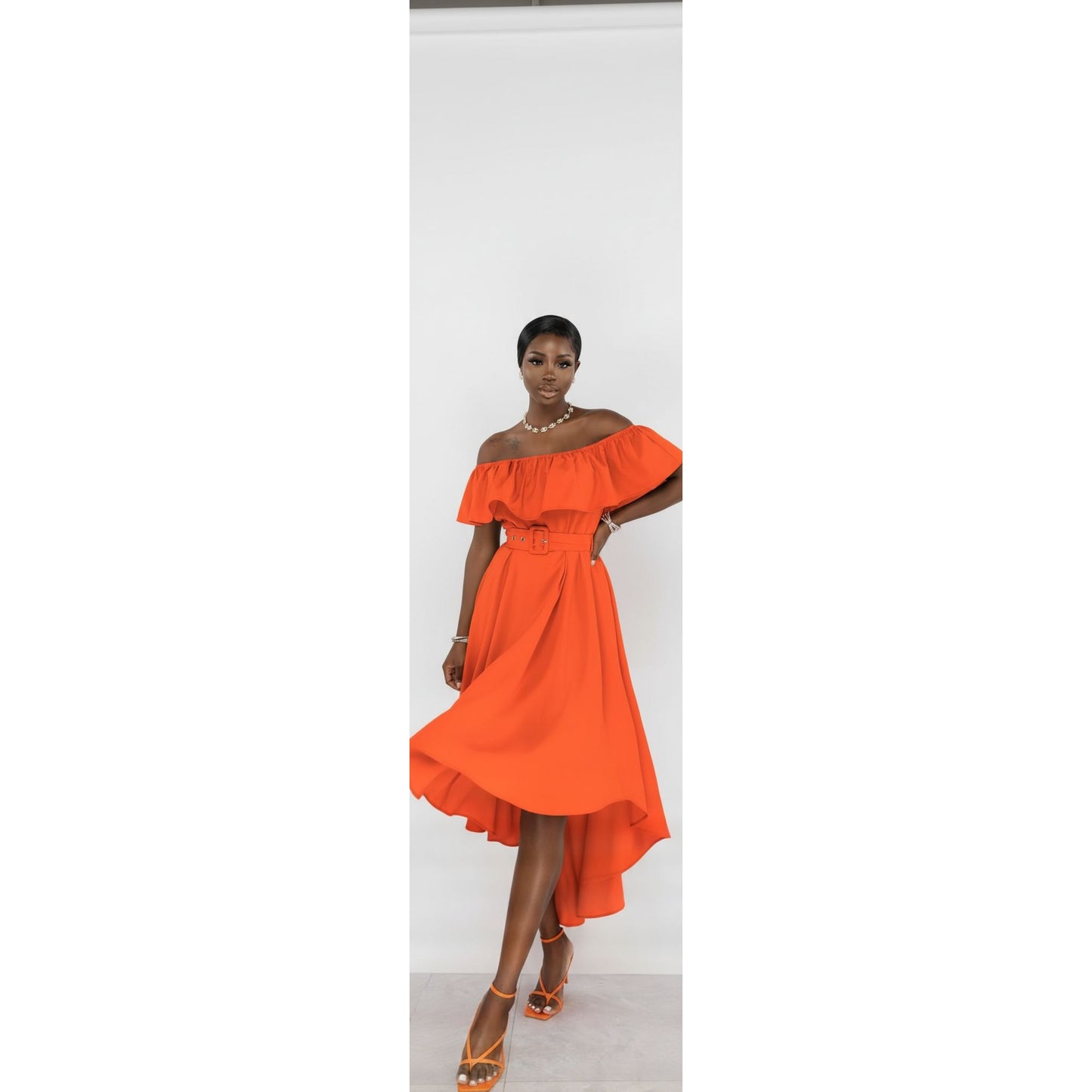 Off Shoulder High Low Dress