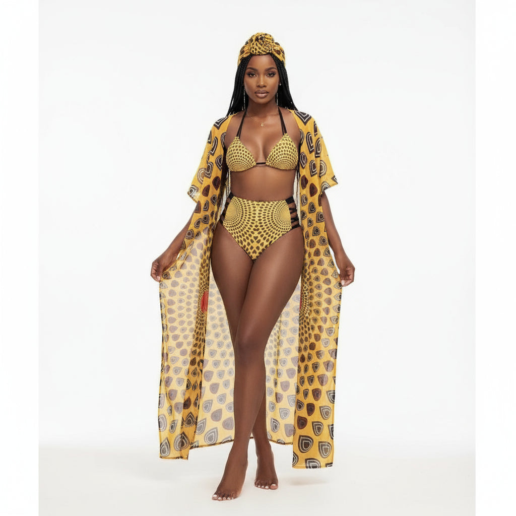 Sunny Long Kimono and bikini Set