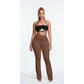 V-shaped waist cross belt flared pants