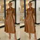 Button Up Faux Lather Vintage Dress