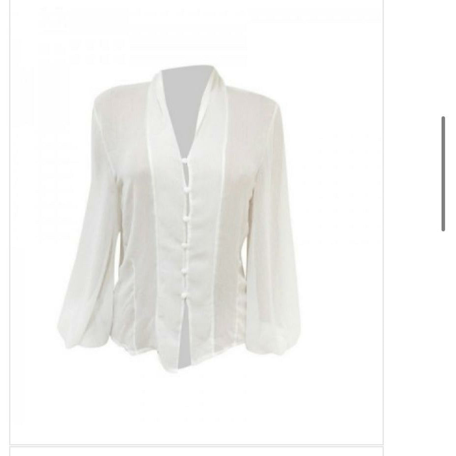 Sexy Lantern Sleeve See-through Chiffon Blouse