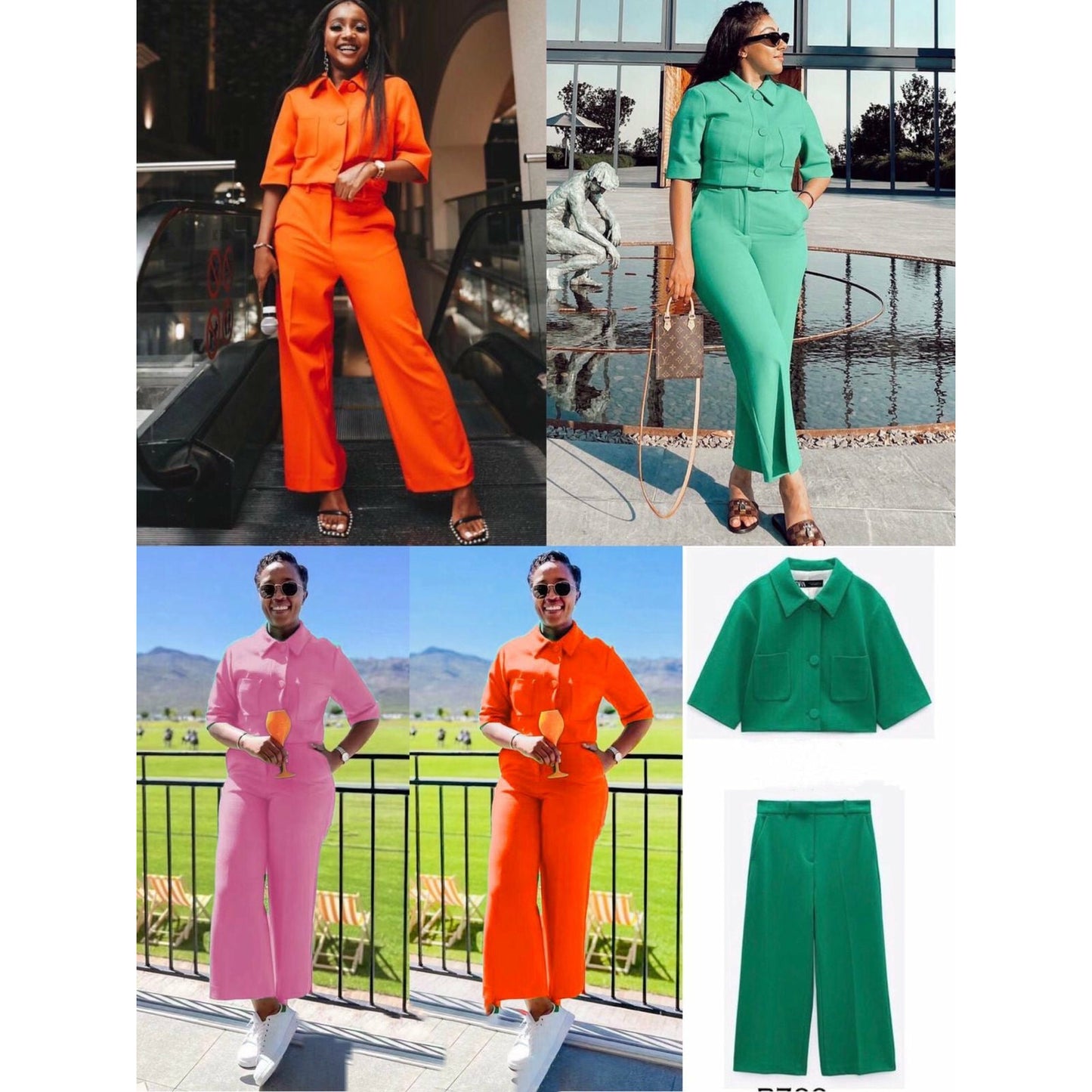 Three Quarter Sleeve Jacket & Pants Sets