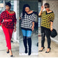 Vintage Loose Plaid V-neck Pullover