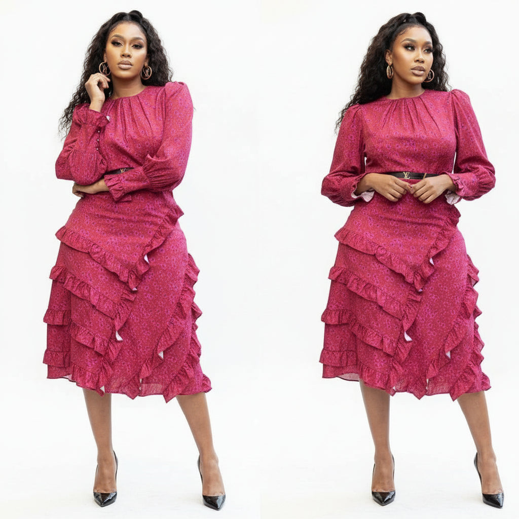 Long Sleeve Polka Dot Vintage Dress