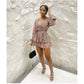 Print V-Neck Above Knee Jumpsuit
