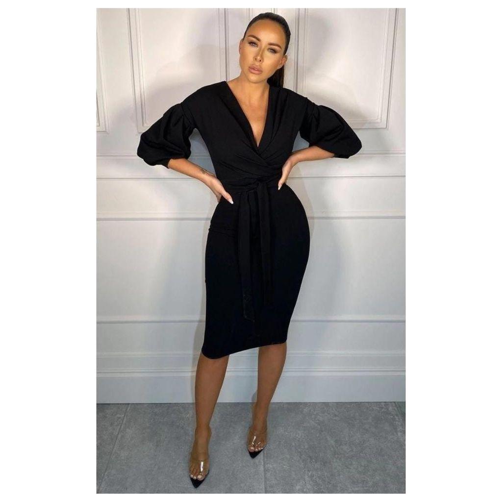 Deep V-Neck Cold Shoulder Bodycon Dress