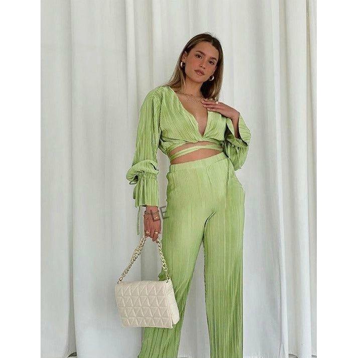 High Waisted Pants and Top Set