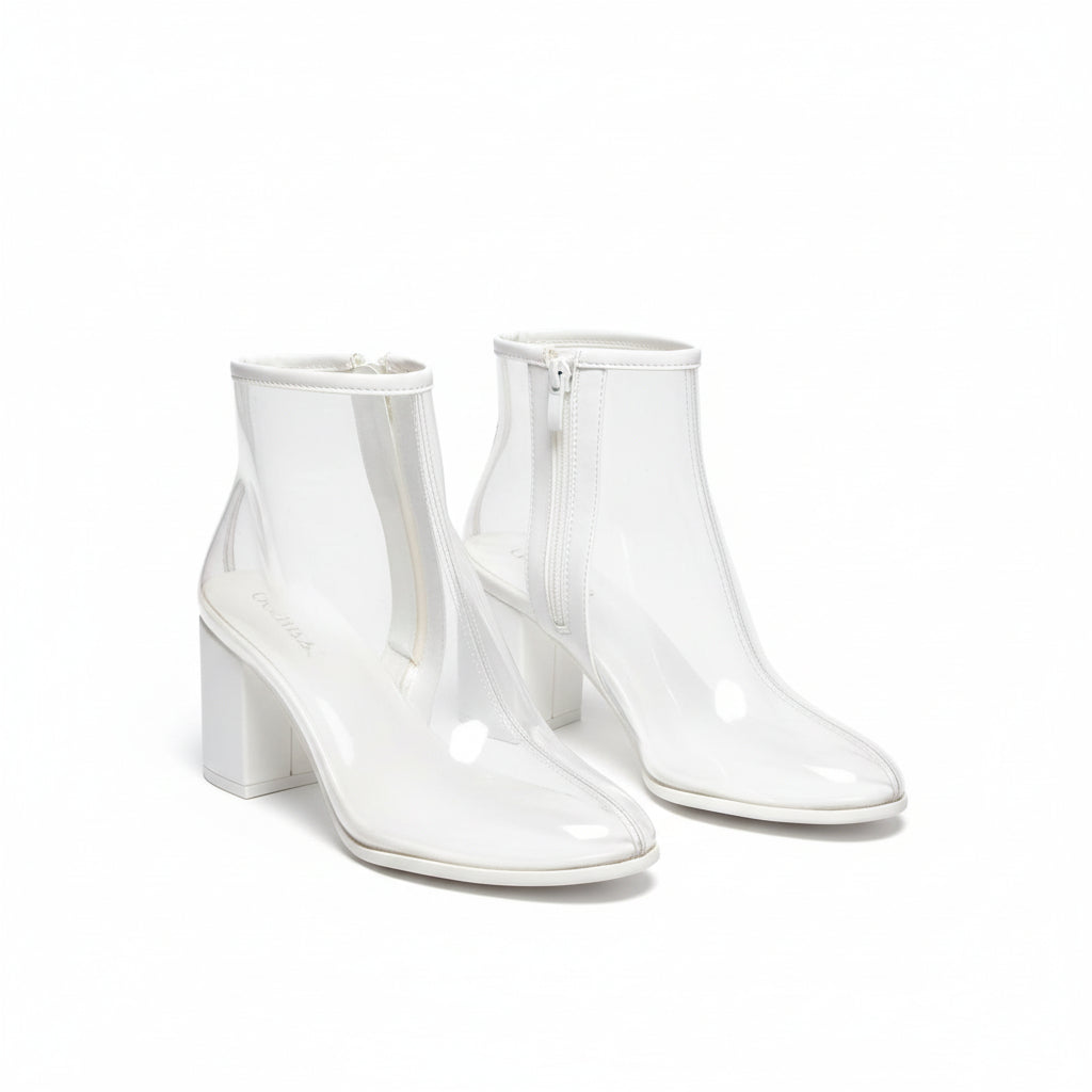 Transparent Side Zipper Ankle Pvc Boots