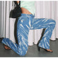 Rockmore Striped Print Bottom Split Jeans