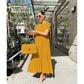 Round Neck Short Sleeve Long Dress