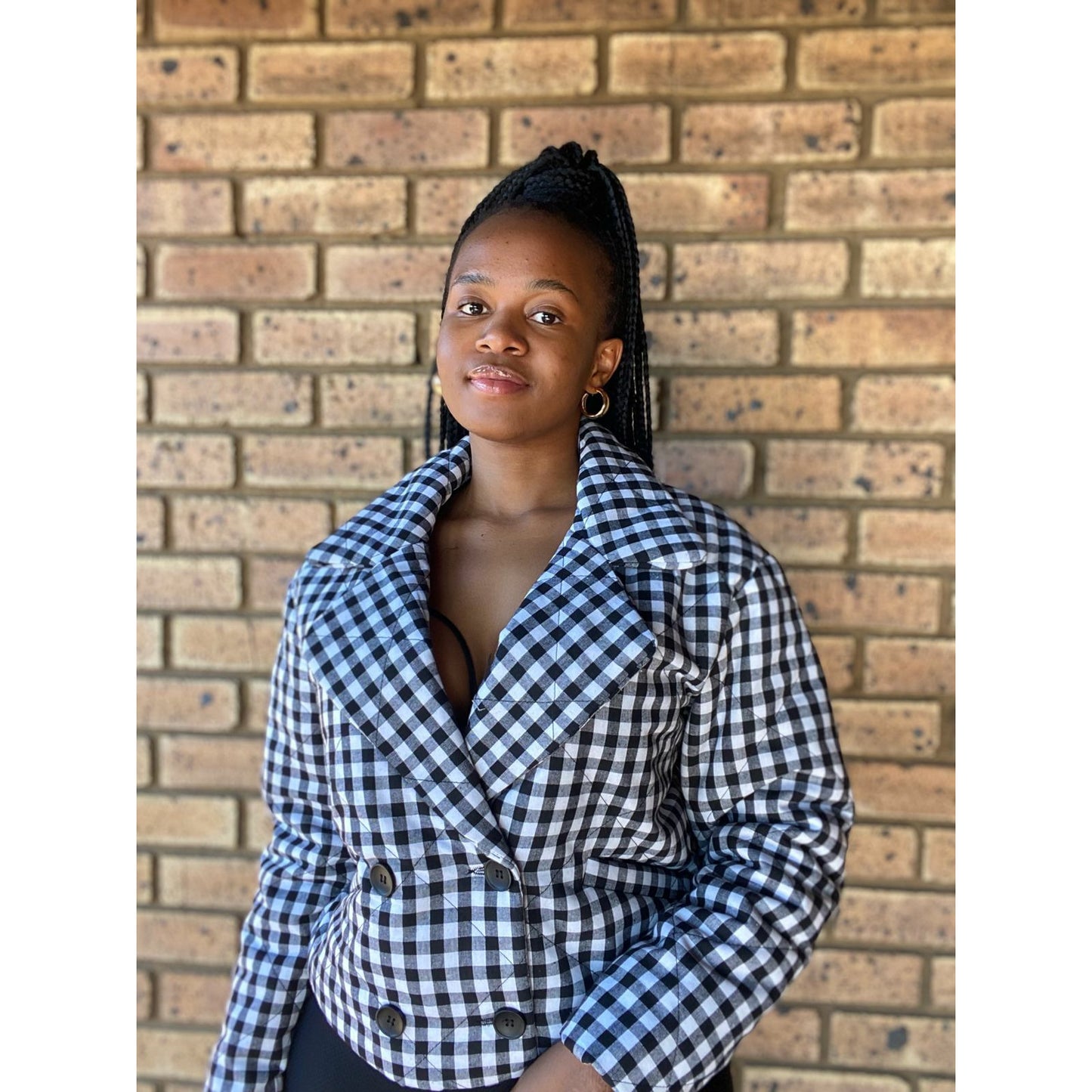 Button Detailed Scotched Cropped Coat