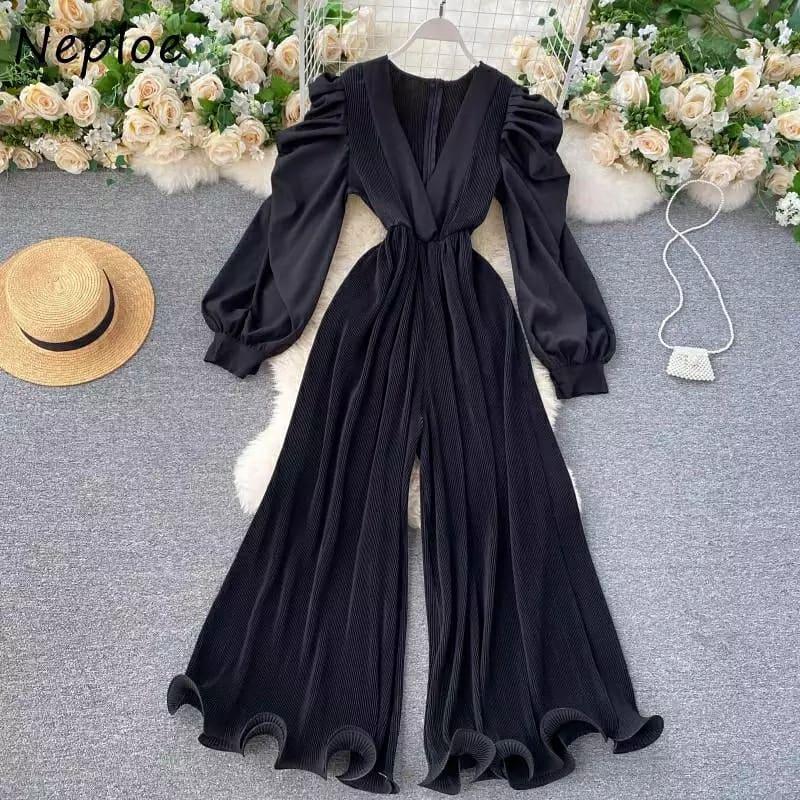Neploe Vintage Sexy V-neck Jumpsuit