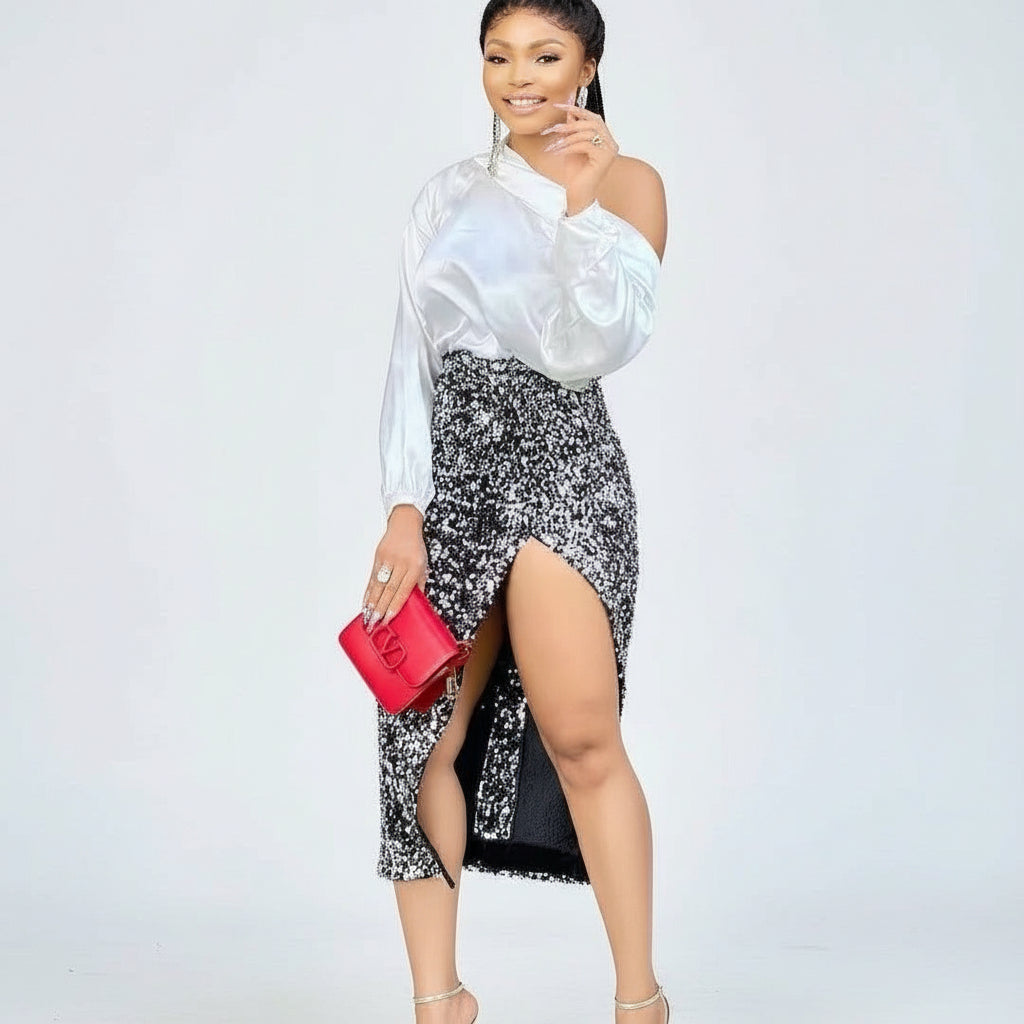 Off Shoulder Satin Blouse