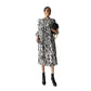 Hit Color Print Loose Strap Pleated Mid Dress