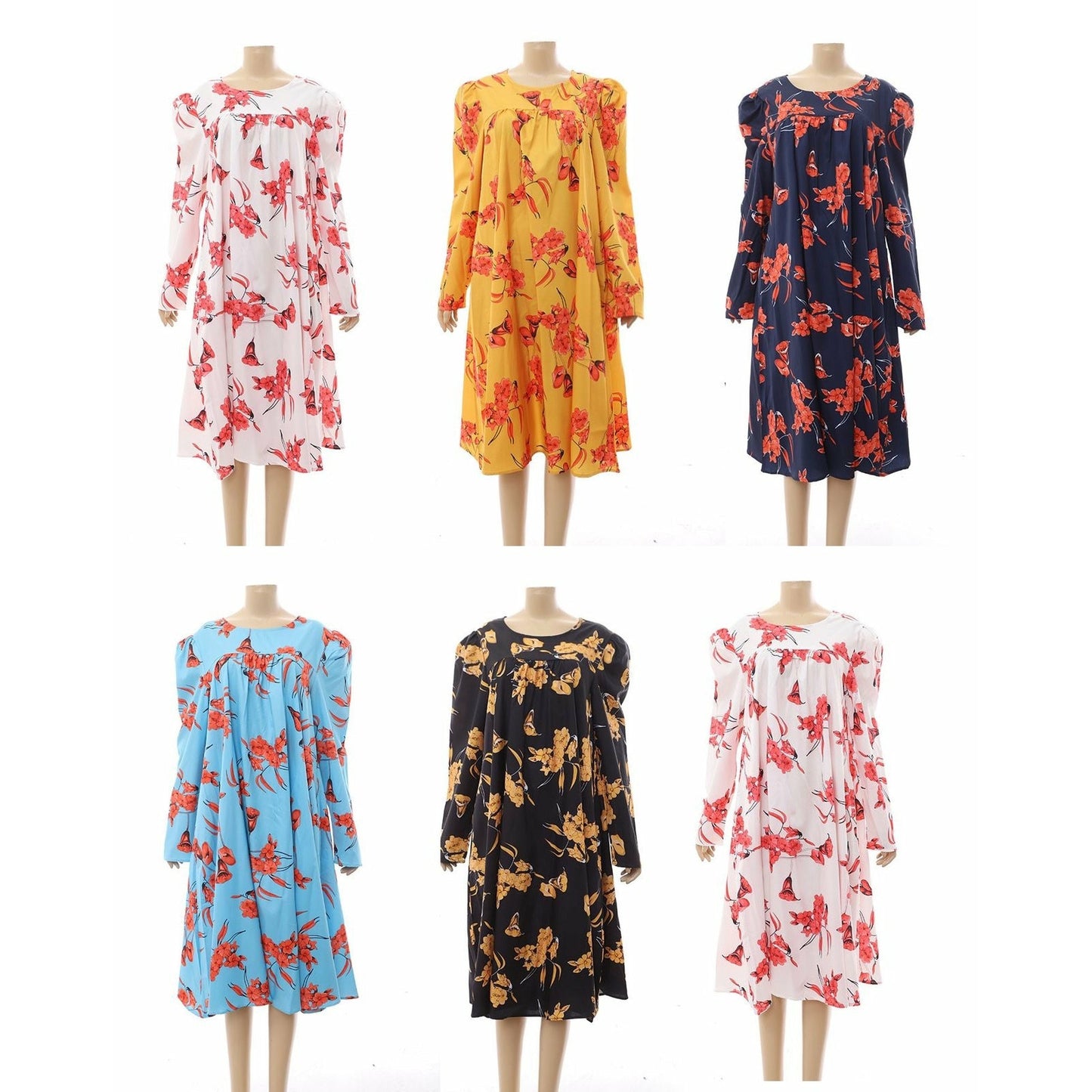 Long Sleeve Floral Bubble Dress