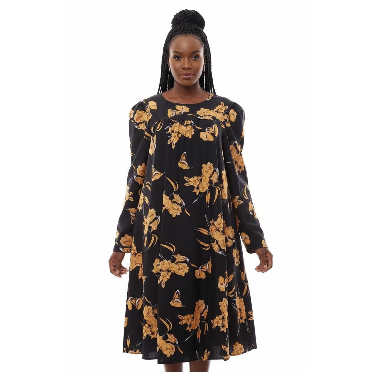 Long Sleeve Floral Bubble Dress