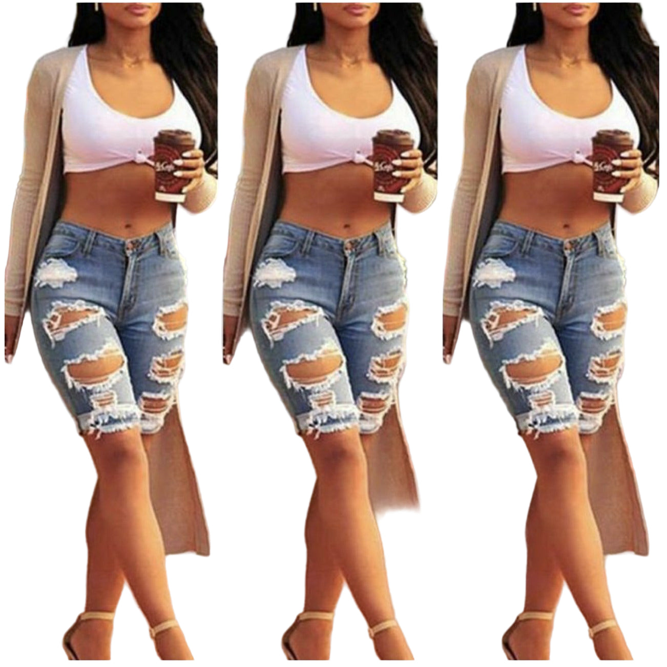 Distressed Denim Short
