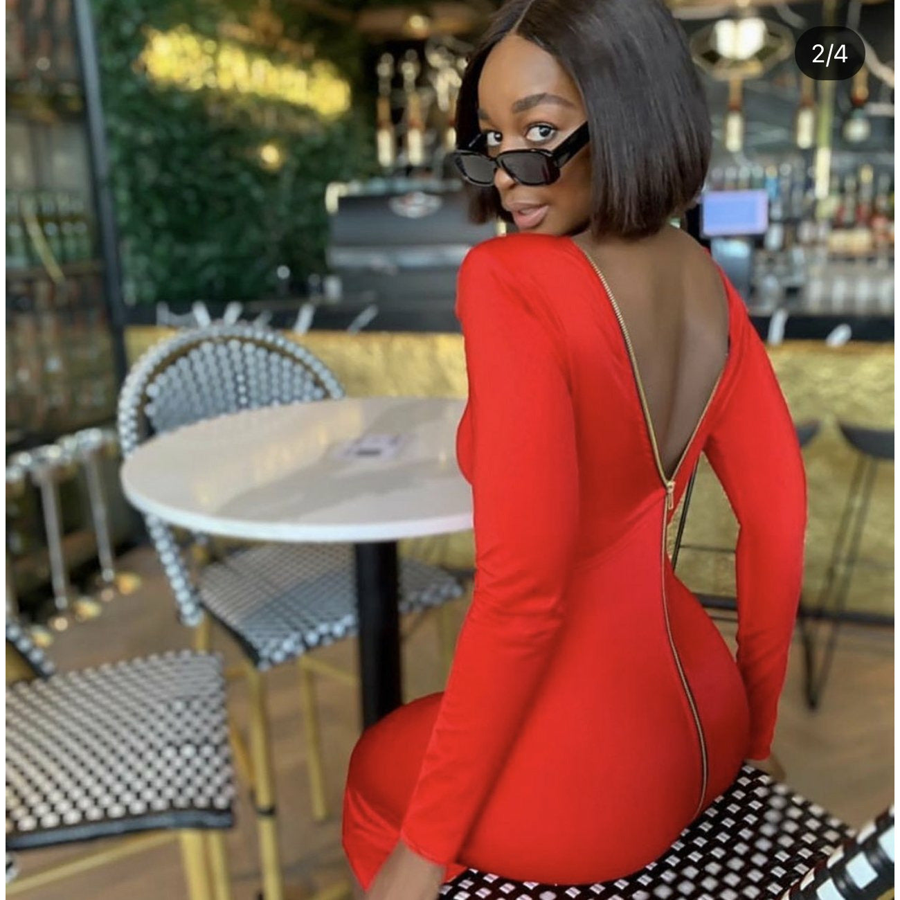 Long Sleeve Back Zipper Dress