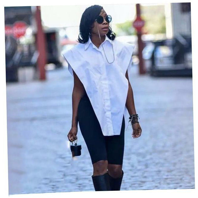 Sexy Lapel Sleeveless Cover Blouse