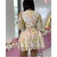 V-Neck Layered Floral Mini Dress
