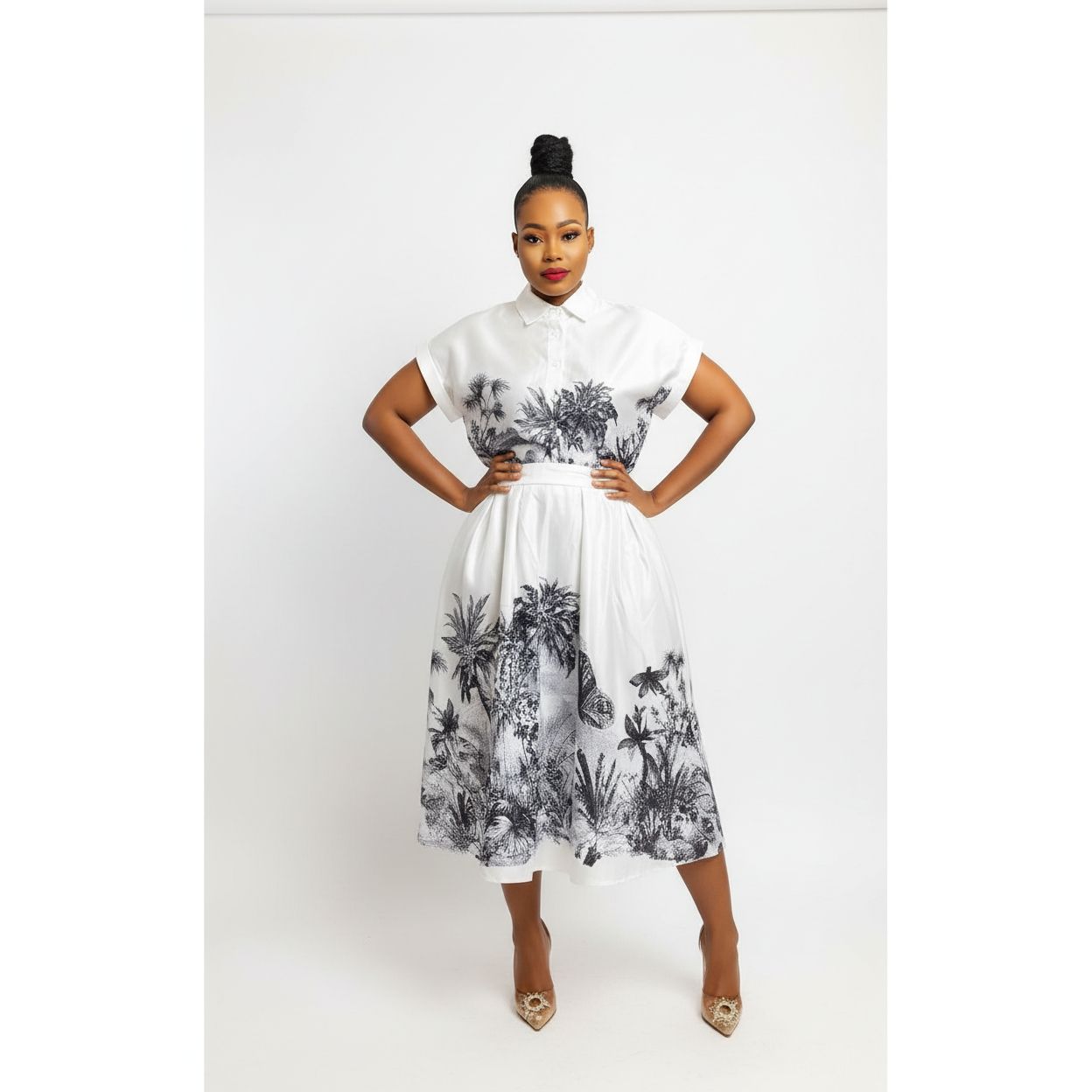 Forest Print Shirt and Skirt Set