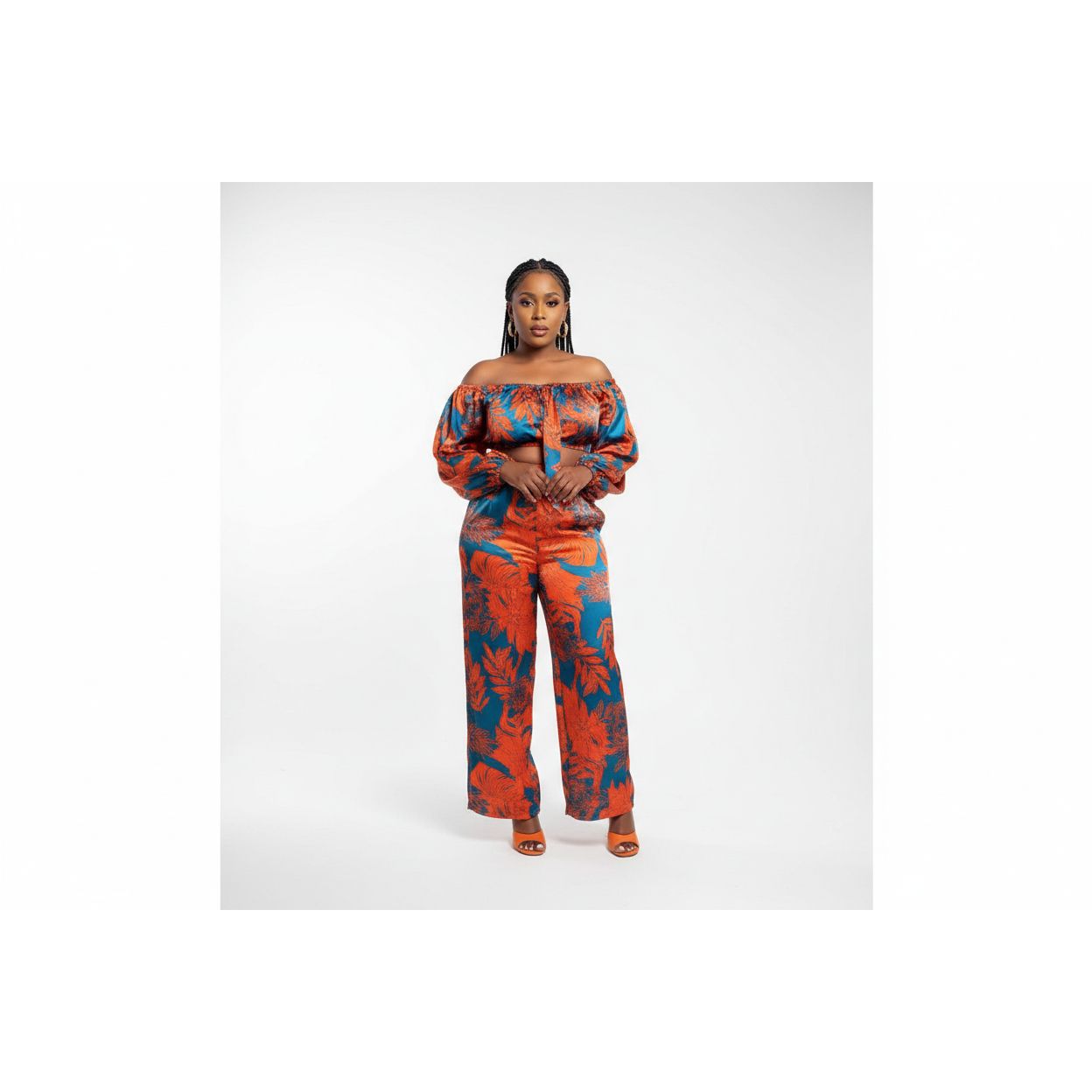 Floral Crop Top and High Wested Pant Set