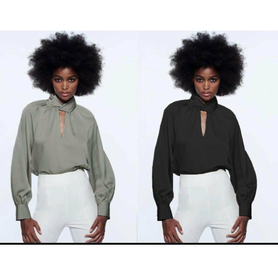 Long Sleeve Satin Blouse