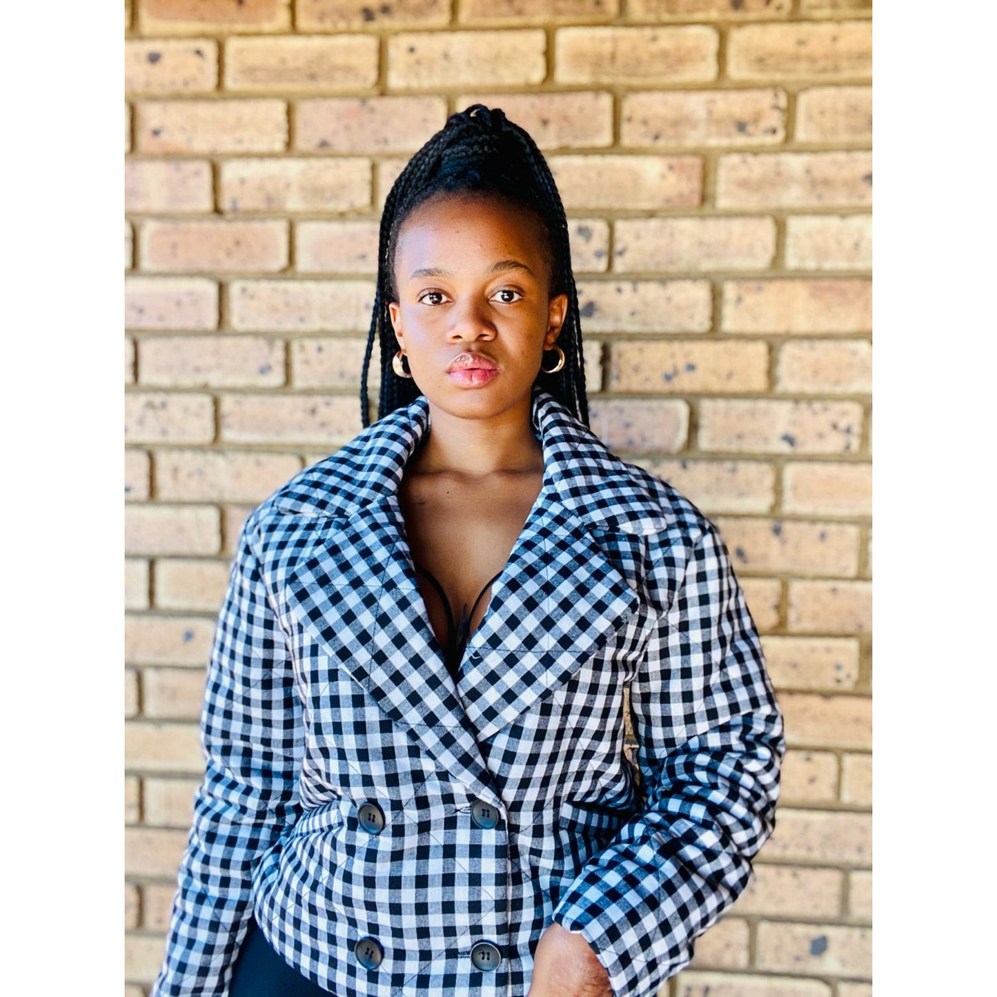 Button Detailed Scotched Cropped Coat