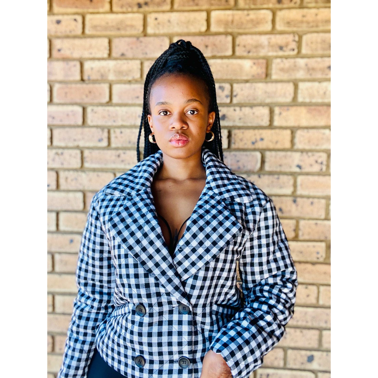 Button Detailed Scotched Cropped Coat