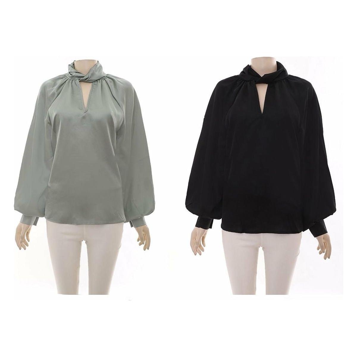 Long Sleeve Satin Blouse
