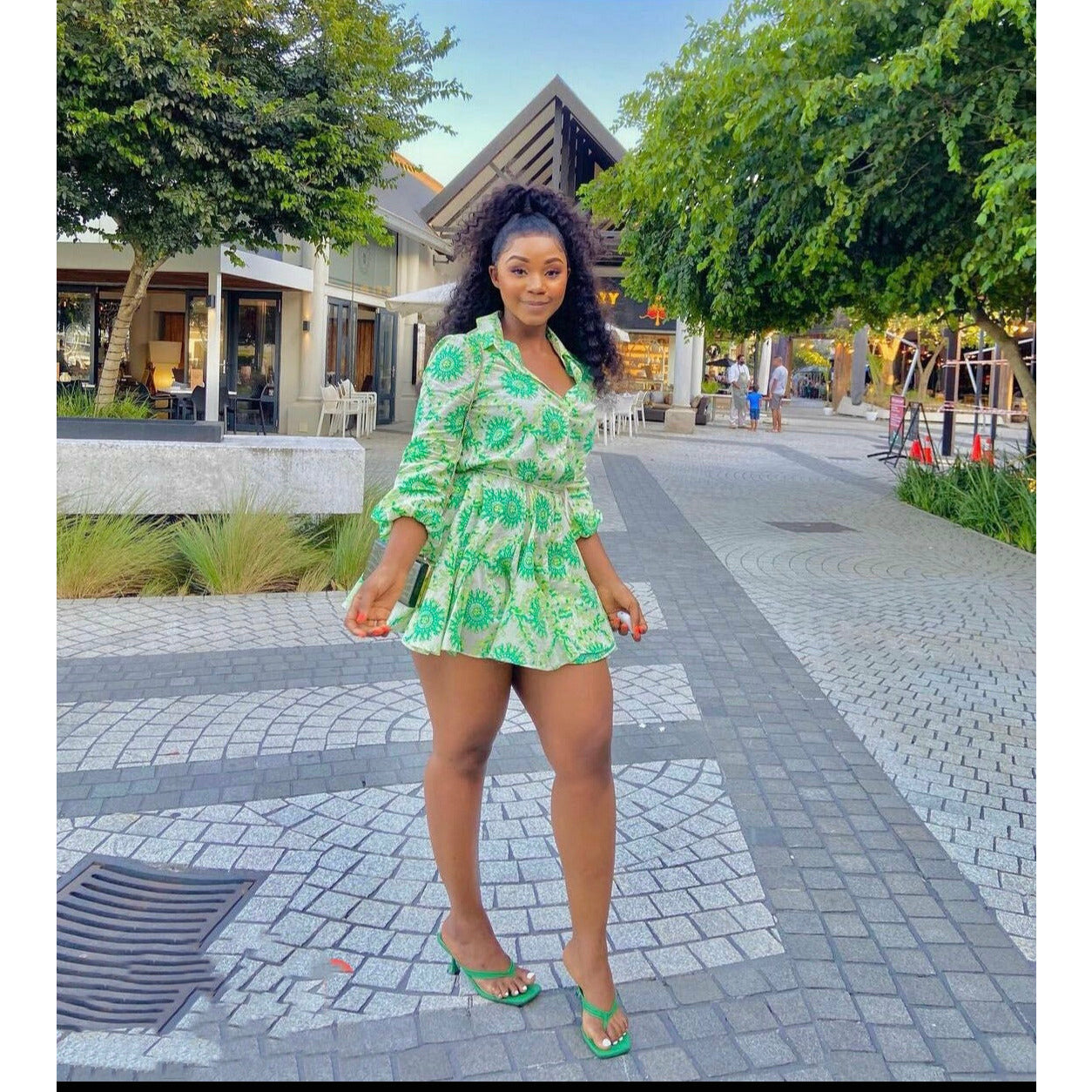 V-Neck Floral Print Mini Dress