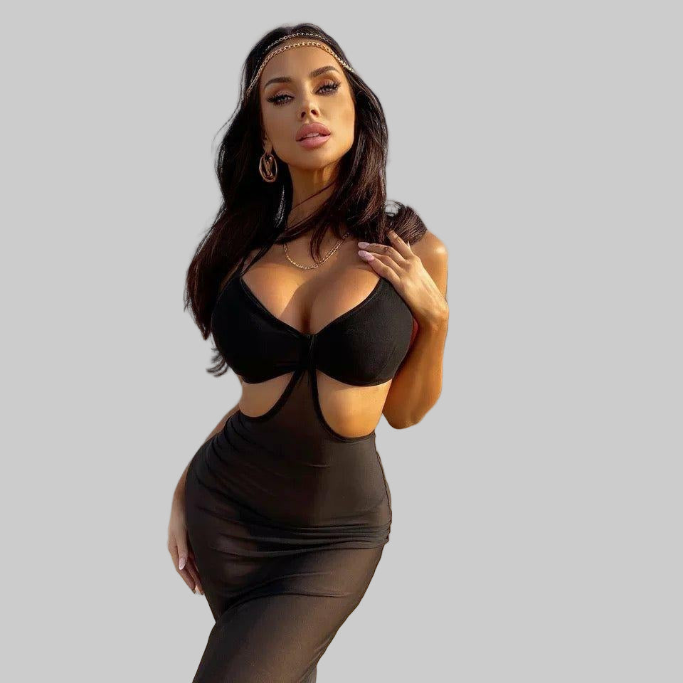 Cut Out See Through Coverup and Bikini Set