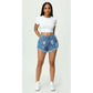 Butterfly Print Distressed Denim Short