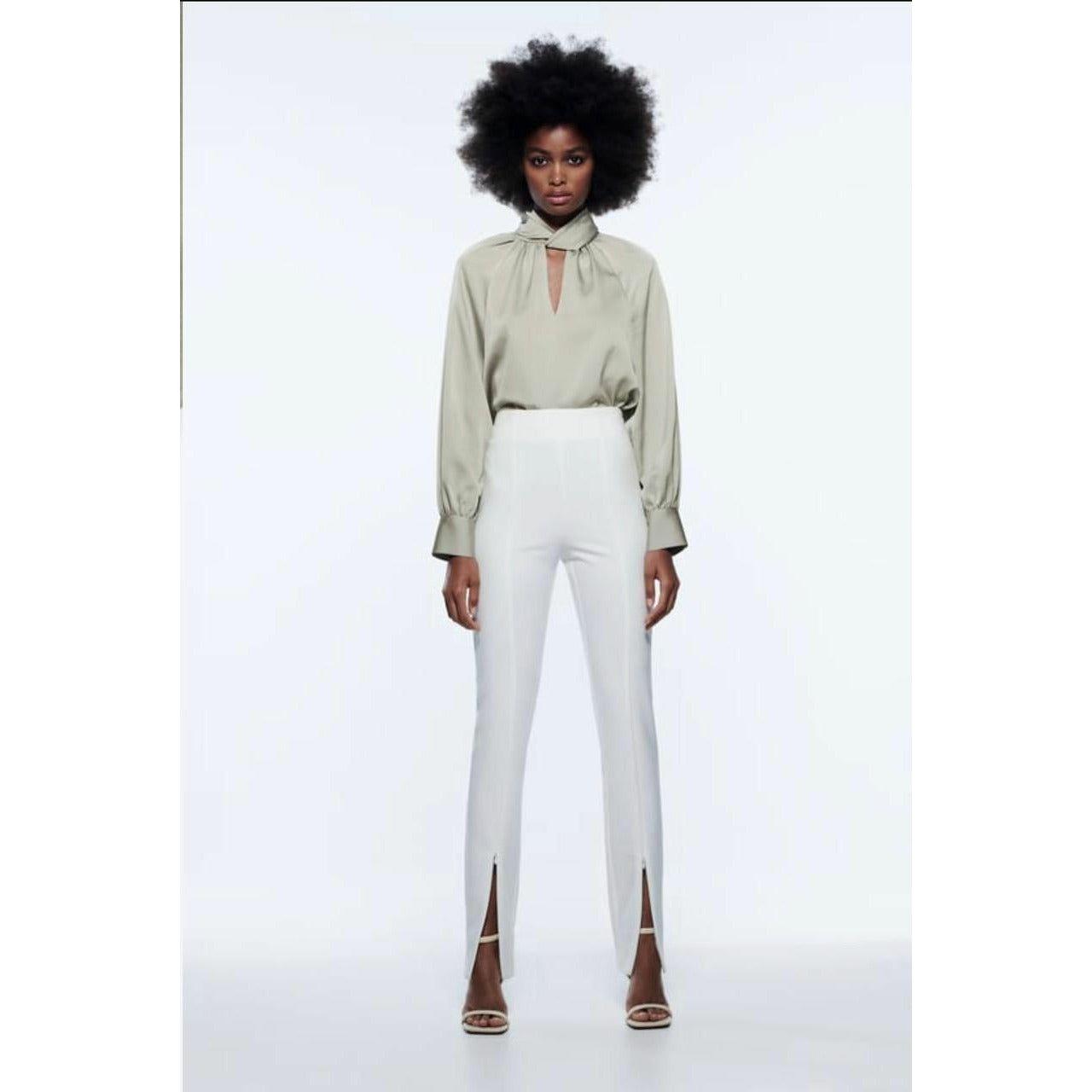 Long Sleeve Satin Blouse