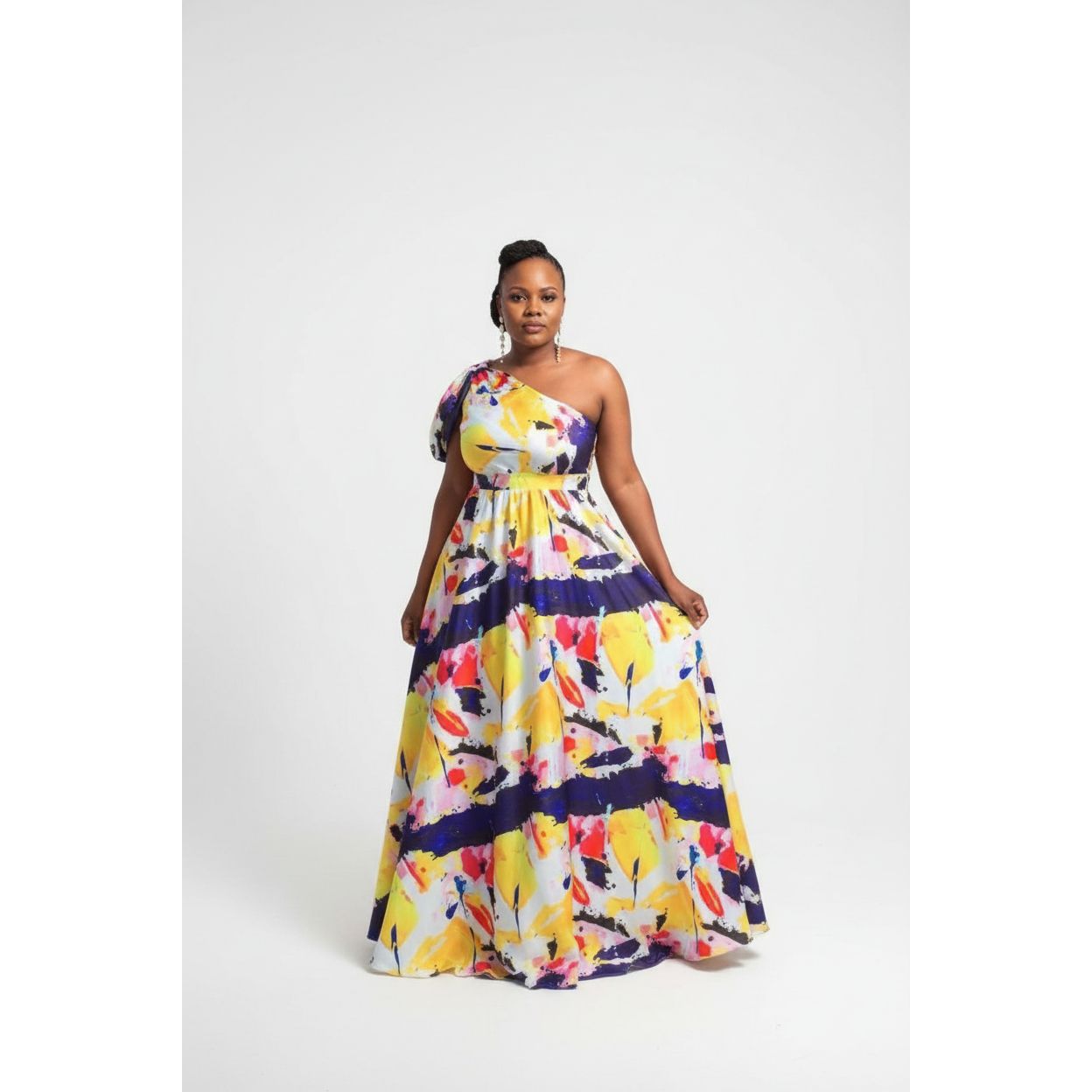 One Hand Off Shoulder Floral Dress