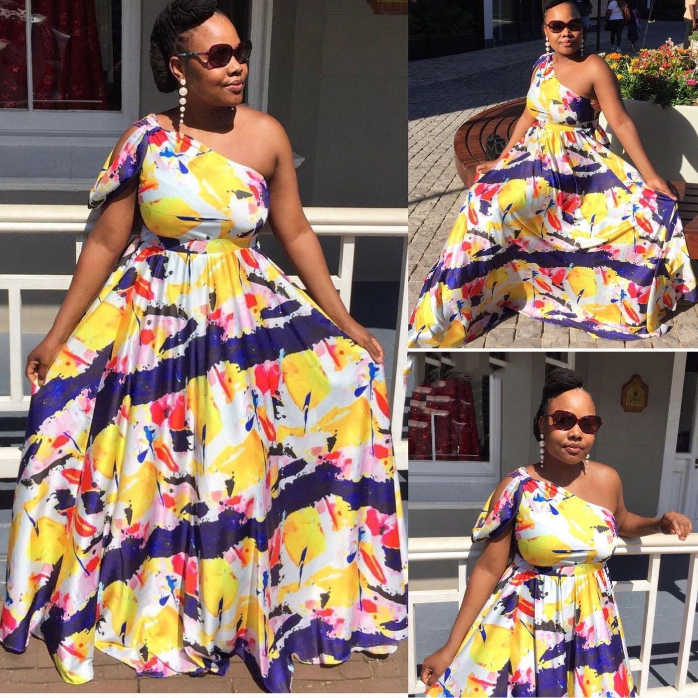 One Hand Off Shoulder Floral Dress — YELLOW SUB TRADING
