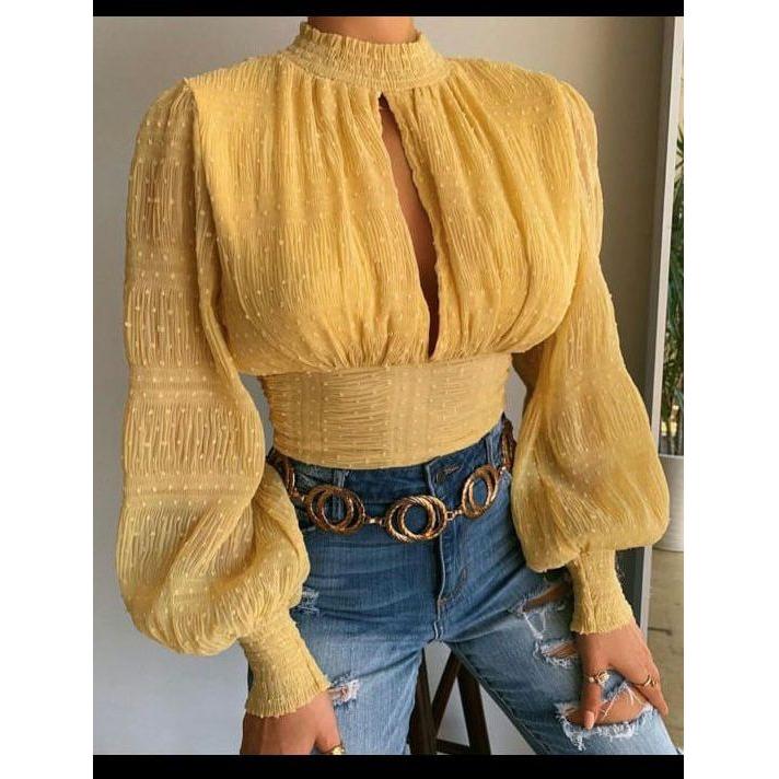 Bubble Cut Out Loose Blouse