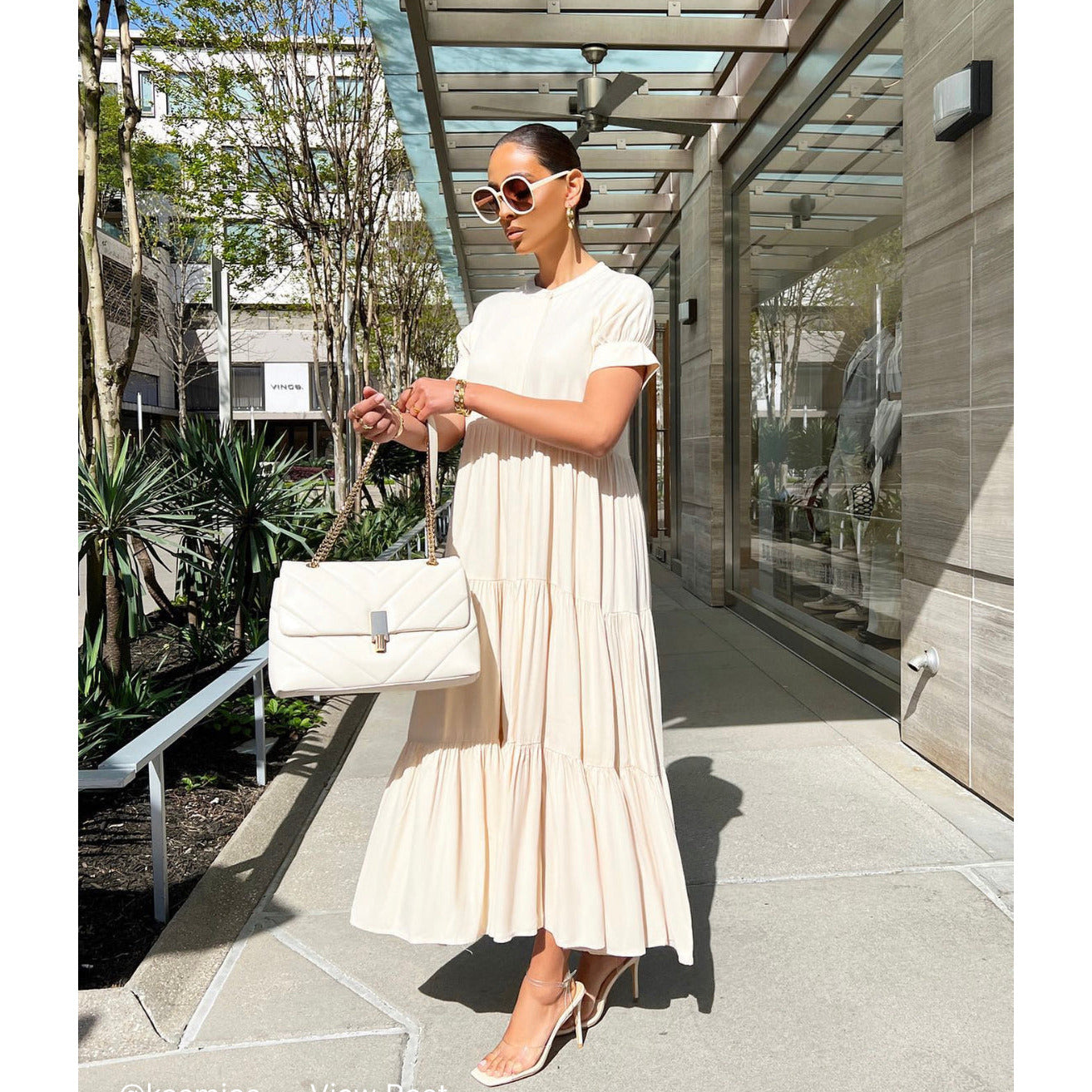 Round Neck Short Sleeve Long Dress