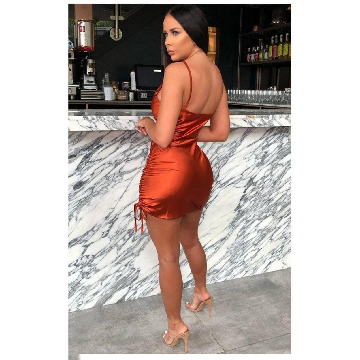 Sleeveless Short Satin Mini Dress