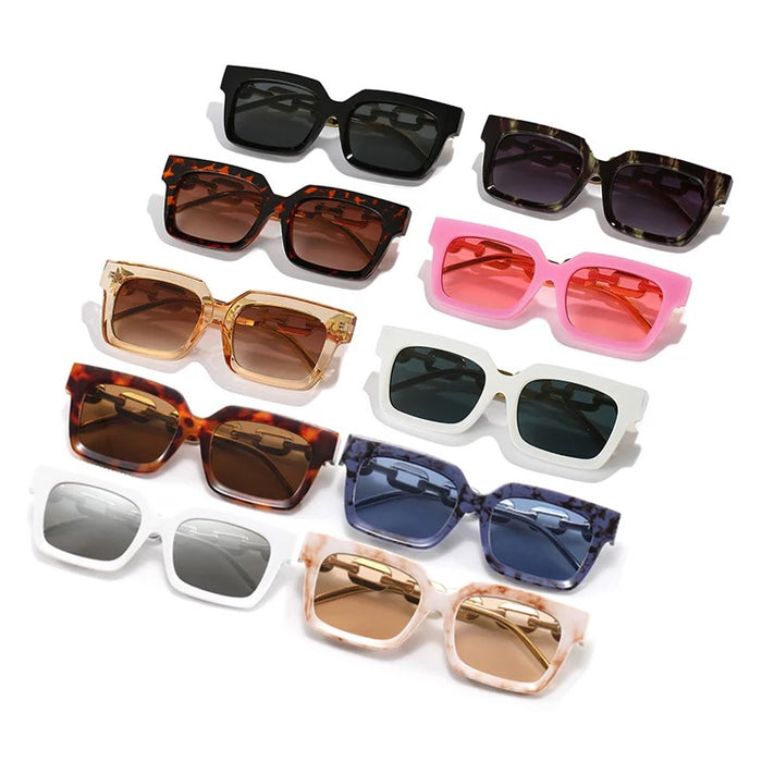 Square Retro Unique Chain Sunglasses